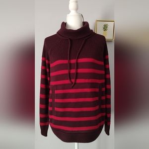 St Johns Bay sweater womens  Burgundy Size Medium New Cow Neck Pocket Kangaroo